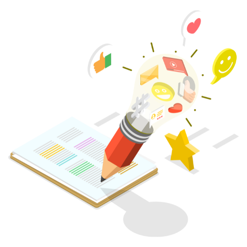 3D Isometric Flat Conceptual Illustration of Creative Content Writing