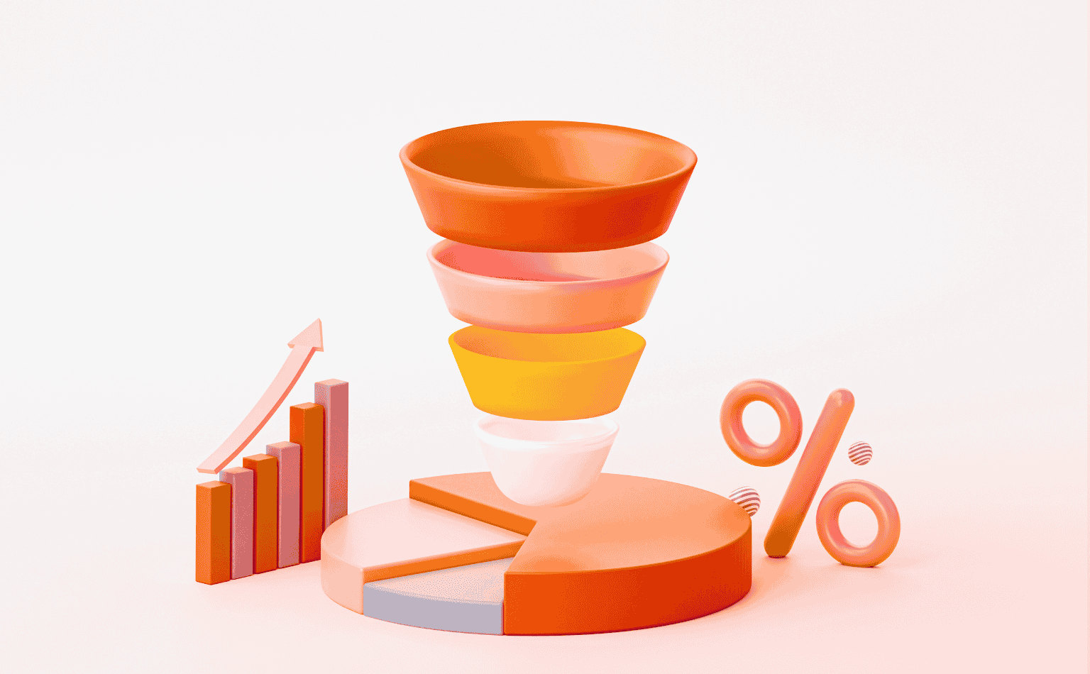 A sales funnel with a percentage and statistics.